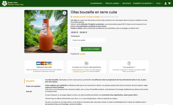 Une fiche produit sur plantezcheznous.com