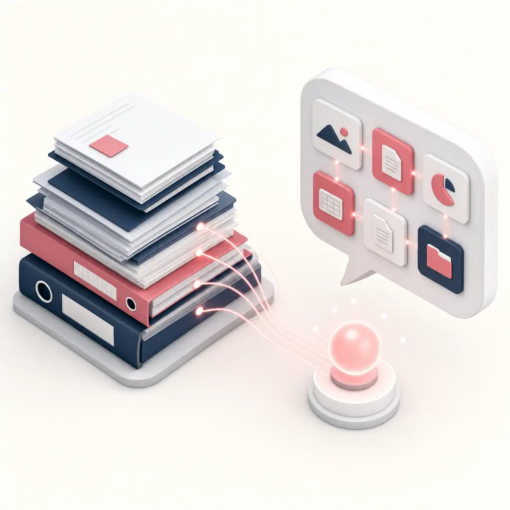 Illustration d’un assistant IA qui répond à partir des documents de l’entreprise