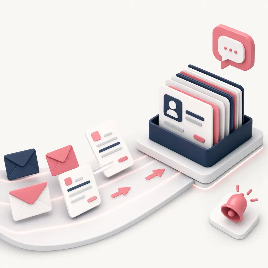 Illustration de demandes clients qui arrivent automatiquement dans un CRM