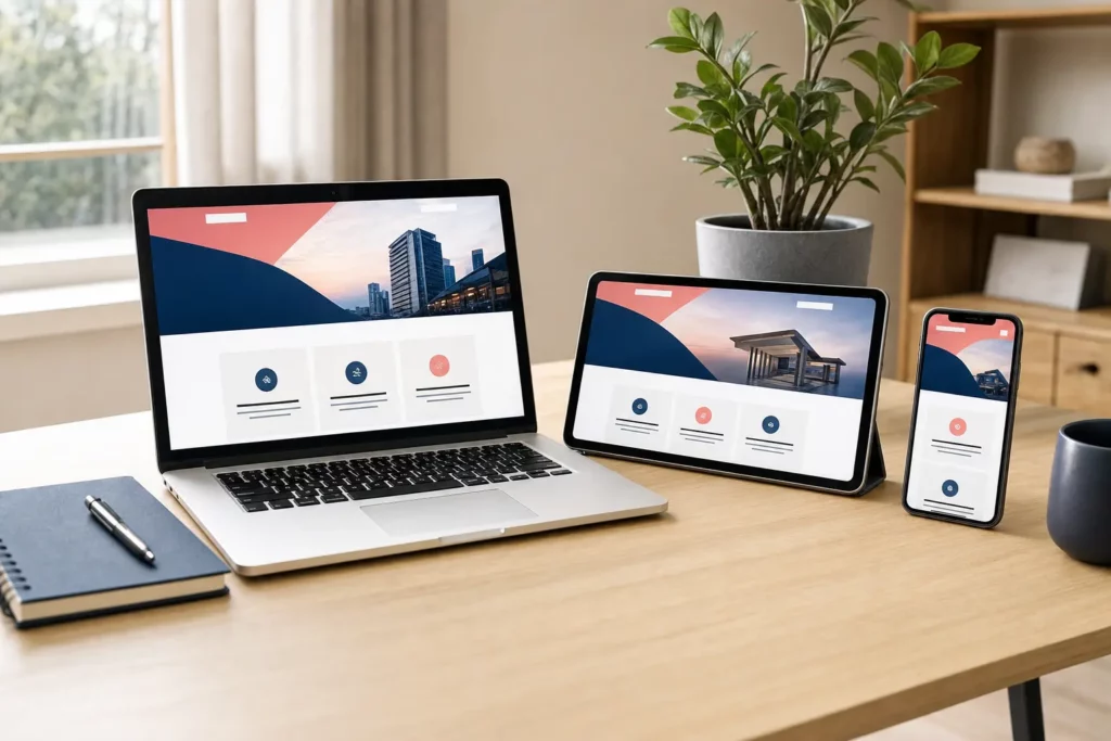 Un même site Internet affiché sur ordinateur, tablette et smartphone