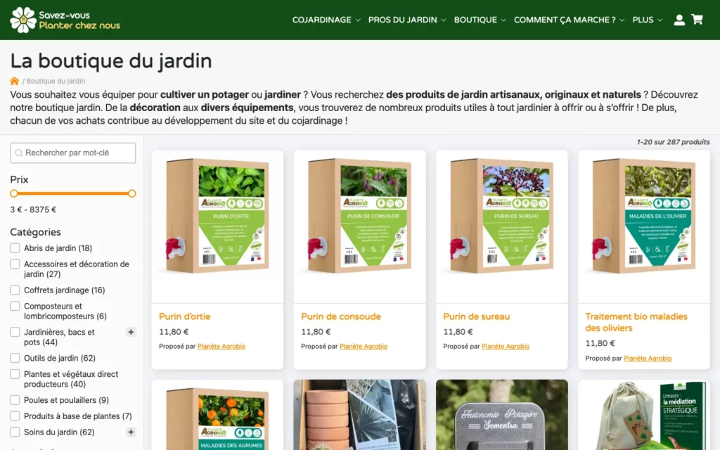 Boutique en ligne de produits pour le jardin sur Savez-vous Planter Chez Nous