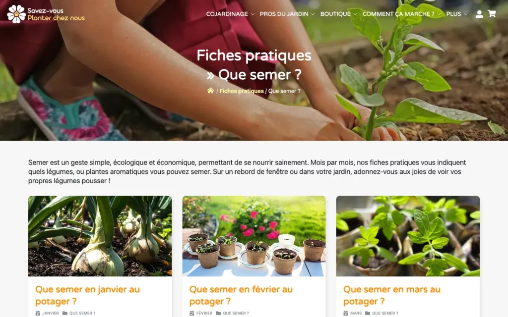 Fiches pratiques « Que semer ? » sur Savez-vous Planter Chez Nous