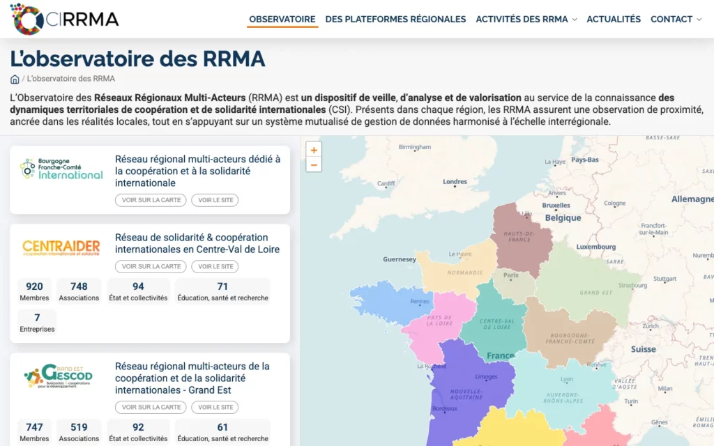 Observatoire cartographique des RRMA sur le portail CIRRMA