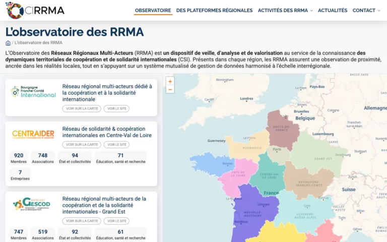 Observatoire cartographique des RRMA sur le portail CIRRMA